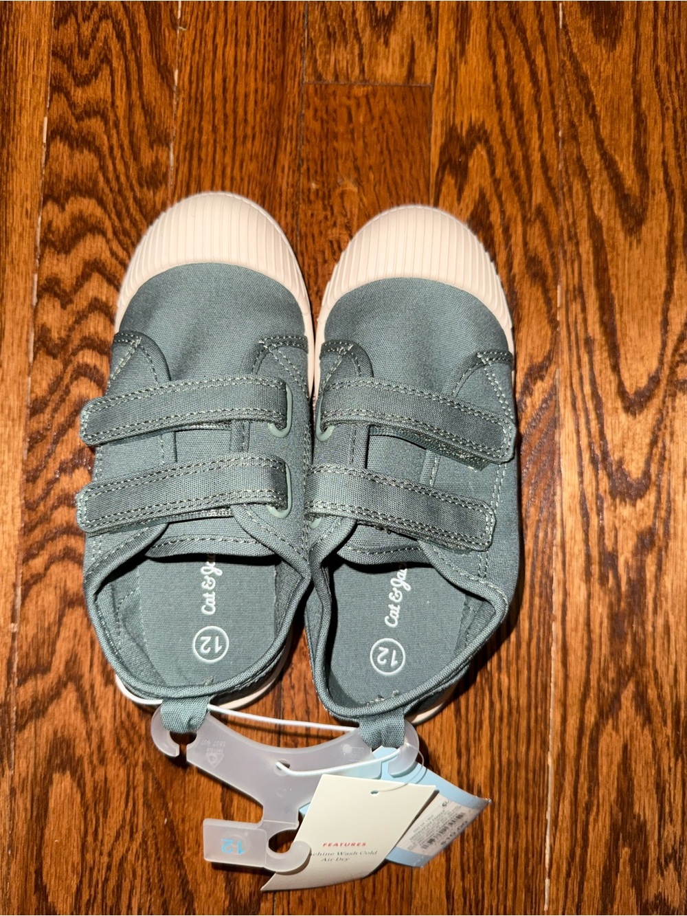 Cat & Jack Teal Canvas Kids Velcro Sneakers